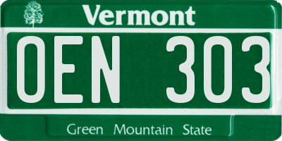 VT license plate OEN303