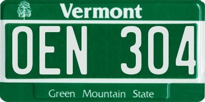 VT license plate OEN304