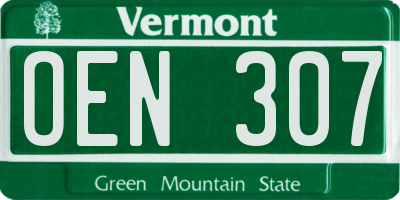 VT license plate OEN307