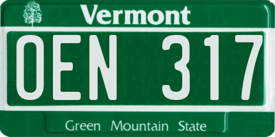 VT license plate OEN317