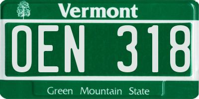 VT license plate OEN318