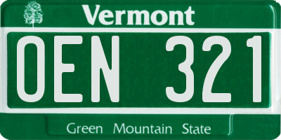 VT license plate OEN321