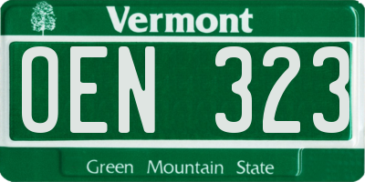 VT license plate OEN323
