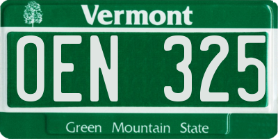 VT license plate OEN325
