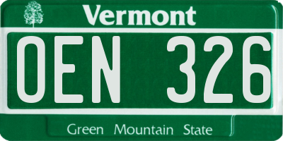 VT license plate OEN326