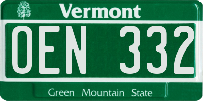VT license plate OEN332
