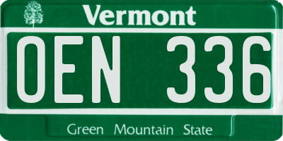 VT license plate OEN336