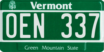 VT license plate OEN337