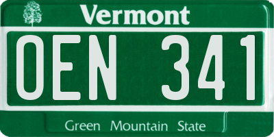 VT license plate OEN341