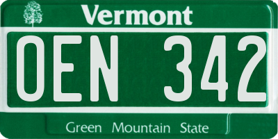 VT license plate OEN342