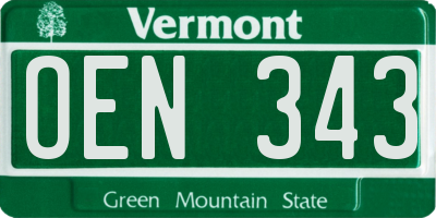 VT license plate OEN343