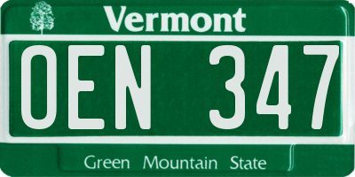VT license plate OEN347
