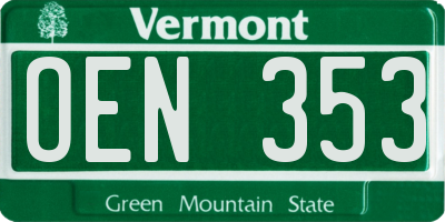 VT license plate OEN353