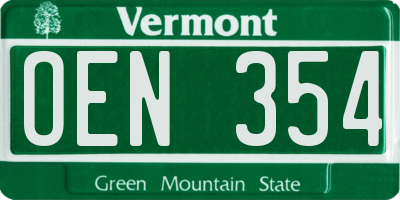 VT license plate OEN354