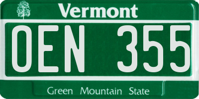 VT license plate OEN355