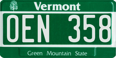 VT license plate OEN358