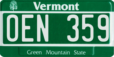 VT license plate OEN359