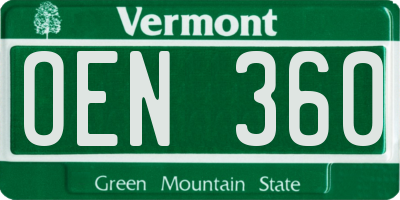 VT license plate OEN360
