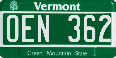 VT license plate OEN362