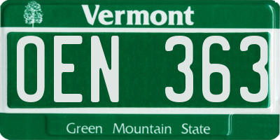 VT license plate OEN363
