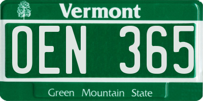 VT license plate OEN365