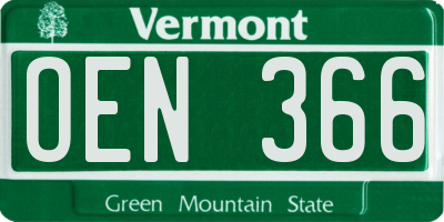 VT license plate OEN366