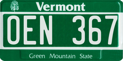 VT license plate OEN367