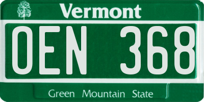 VT license plate OEN368