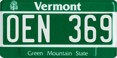 VT license plate OEN369