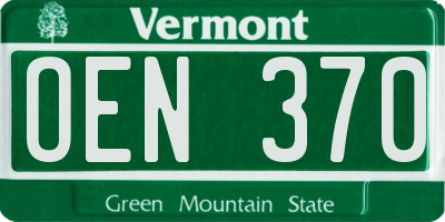VT license plate OEN370