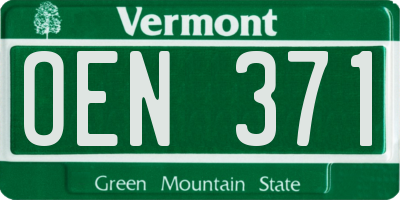 VT license plate OEN371