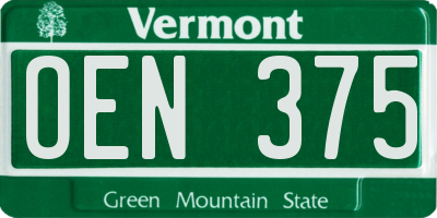 VT license plate OEN375