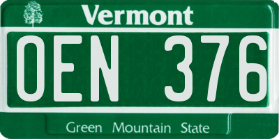 VT license plate OEN376