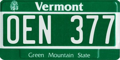 VT license plate OEN377