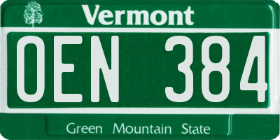 VT license plate OEN384