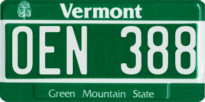 VT license plate OEN388