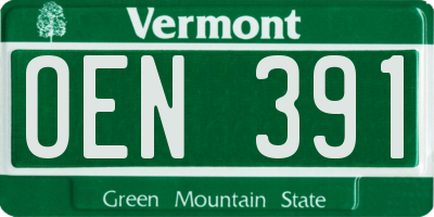 VT license plate OEN391