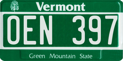 VT license plate OEN397