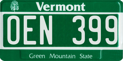 VT license plate OEN399