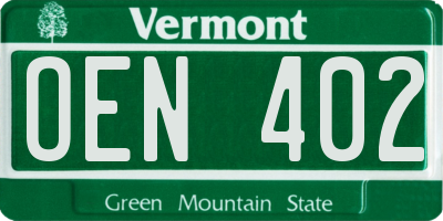 VT license plate OEN402