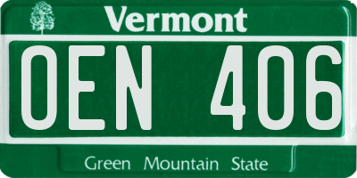 VT license plate OEN406