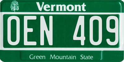 VT license plate OEN409