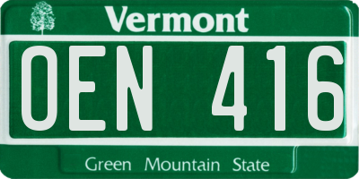 VT license plate OEN416