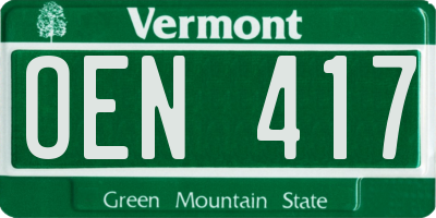 VT license plate OEN417