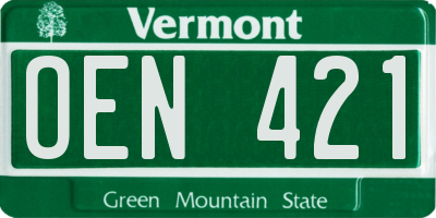 VT license plate OEN421