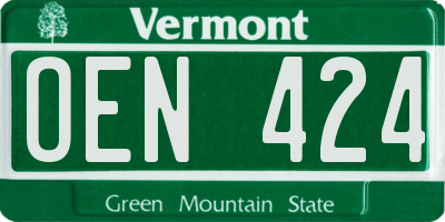 VT license plate OEN424