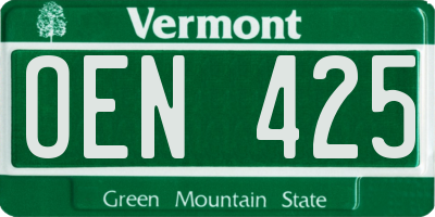 VT license plate OEN425
