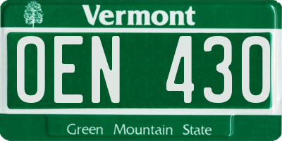 VT license plate OEN430