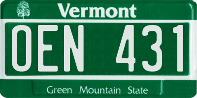 VT license plate OEN431
