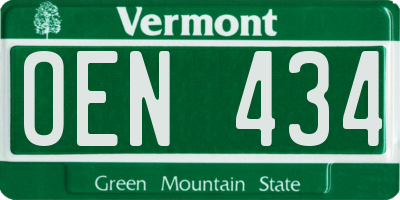 VT license plate OEN434